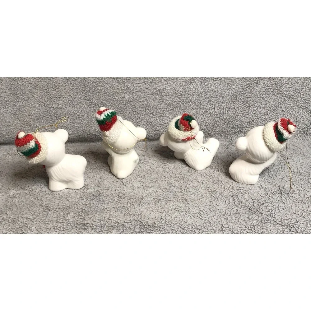 Vintage Christmas Around The World Snow Bear Ornaments‎ W/Box Set of 4 54012
